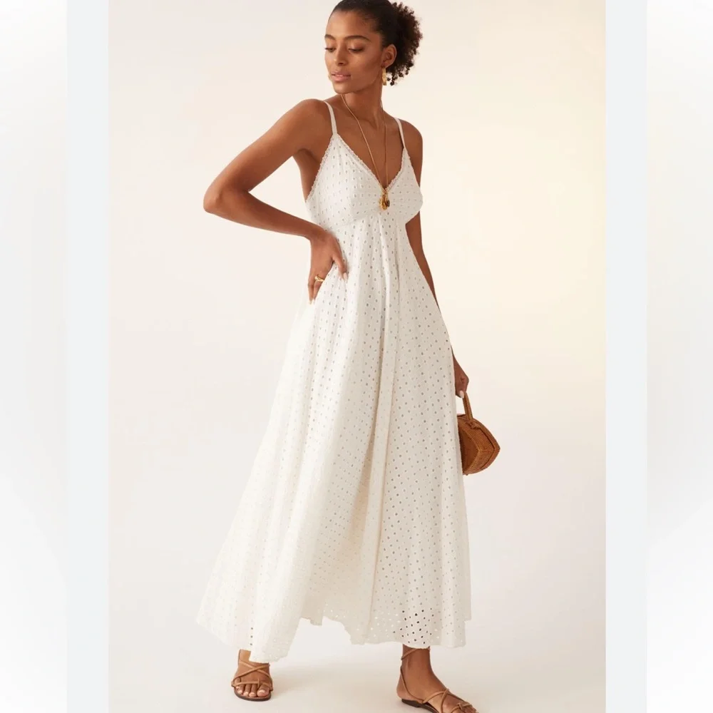 Anthropologie eyelet maxi dress ivory. Brand new with tags, size 1X. - Picture 2 of 6